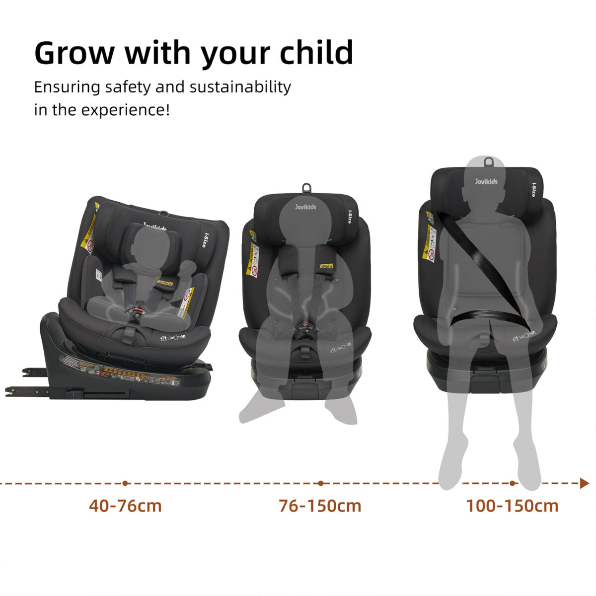 Jovikids Ranger TT 360° Swivel i-Size Car Seat 40–150cm in Black 11