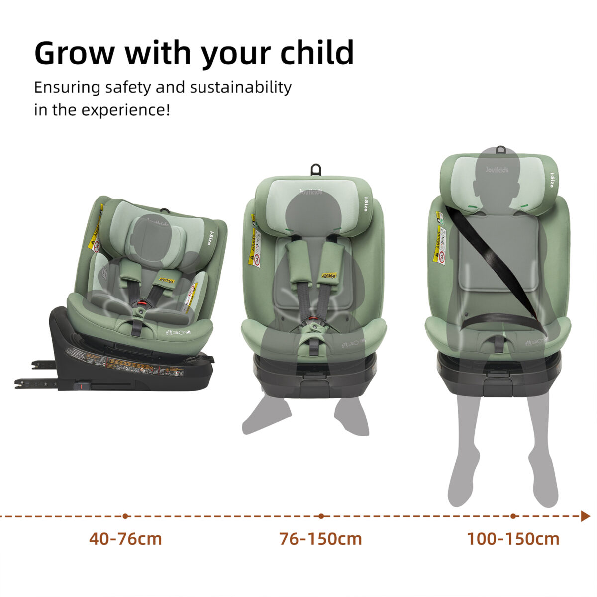 Jovikids Ranger TT 360° Swivel i-Size Car Seat 40–150cm in Green 6