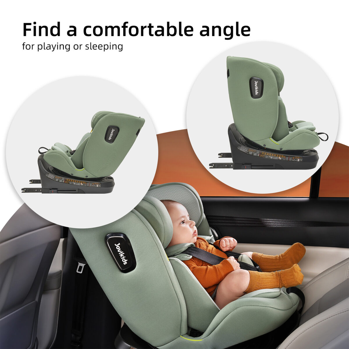 Jovikids Ranger TT 360° Swivel i-Size Car Seat 40–150cm in Green 4