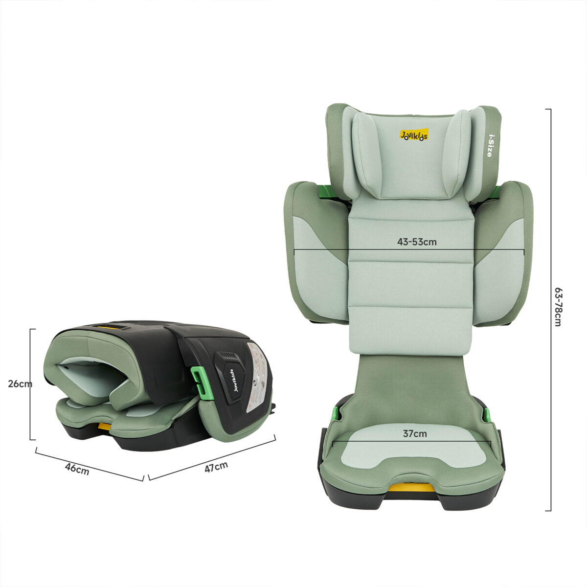 Jovikids Rober Portable Highback Booster i-Size 100–150cm in Green 9