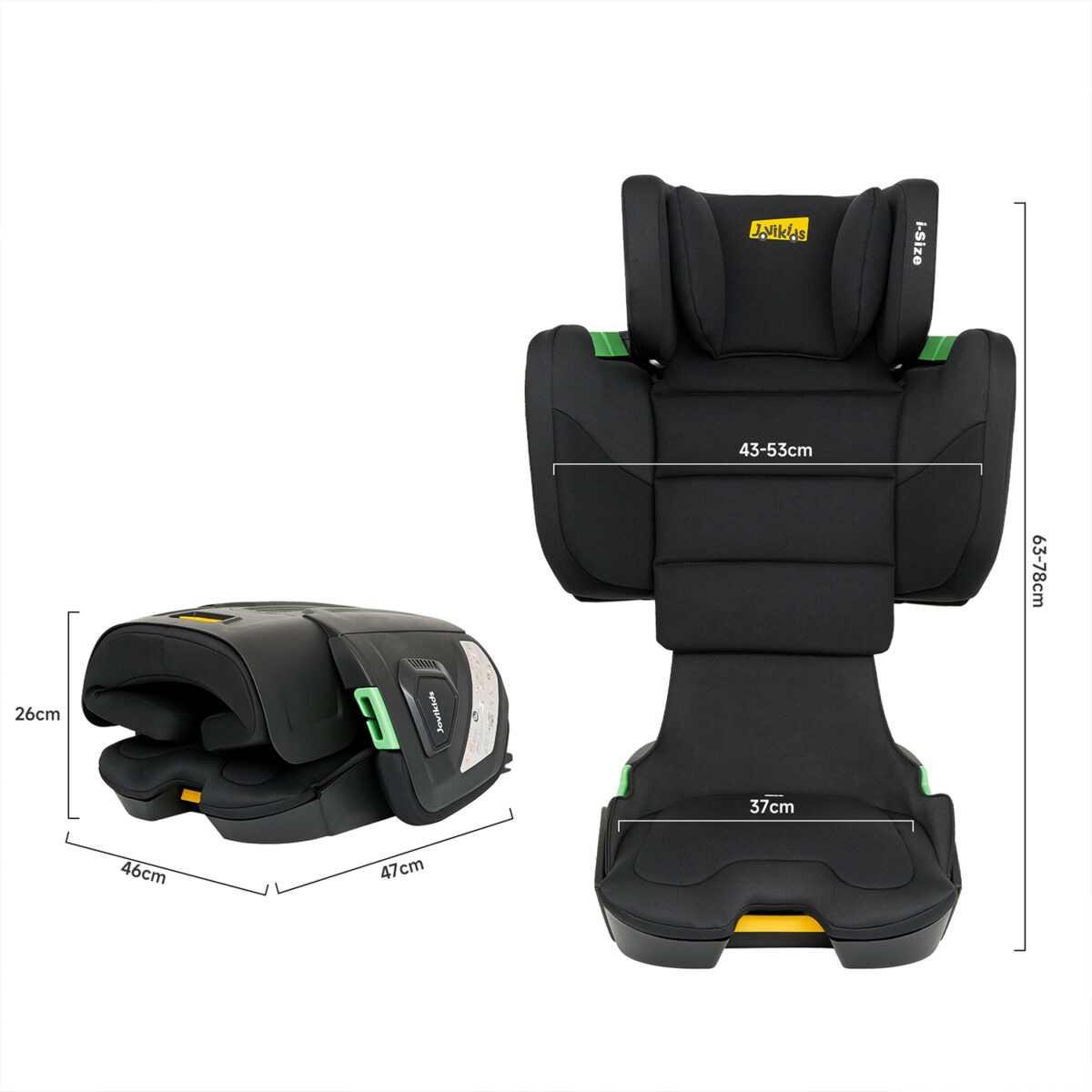 Jovikids Rober Portable Highback Booster i-Size 100–150cm in Black 3