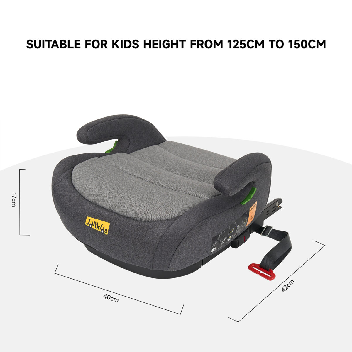 Jovikids OHHO Portable Booster i-Size 125–150cm in Grey 7