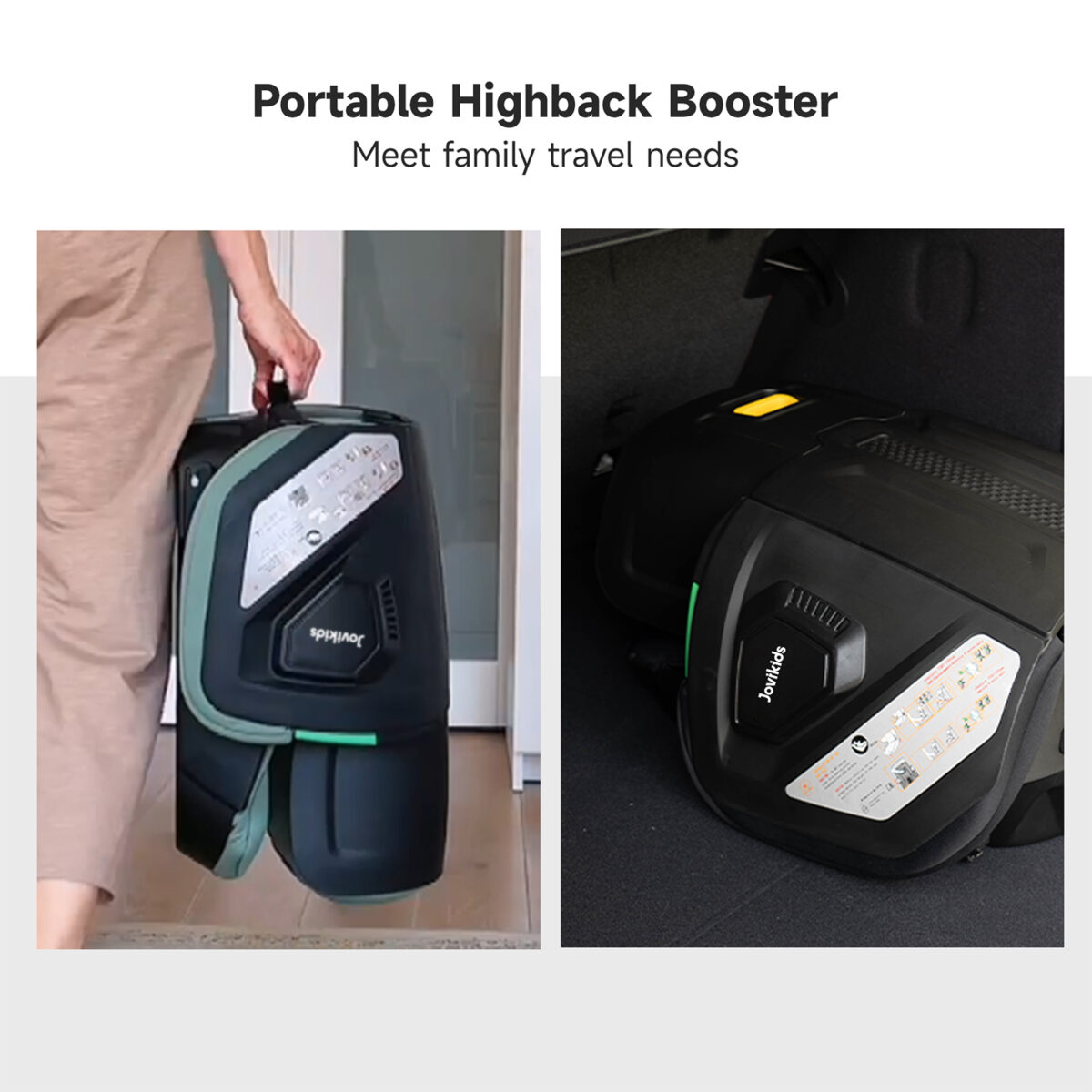 Jovikids Rober Portable Highback Booster i-Size 100–150cm in Green 7