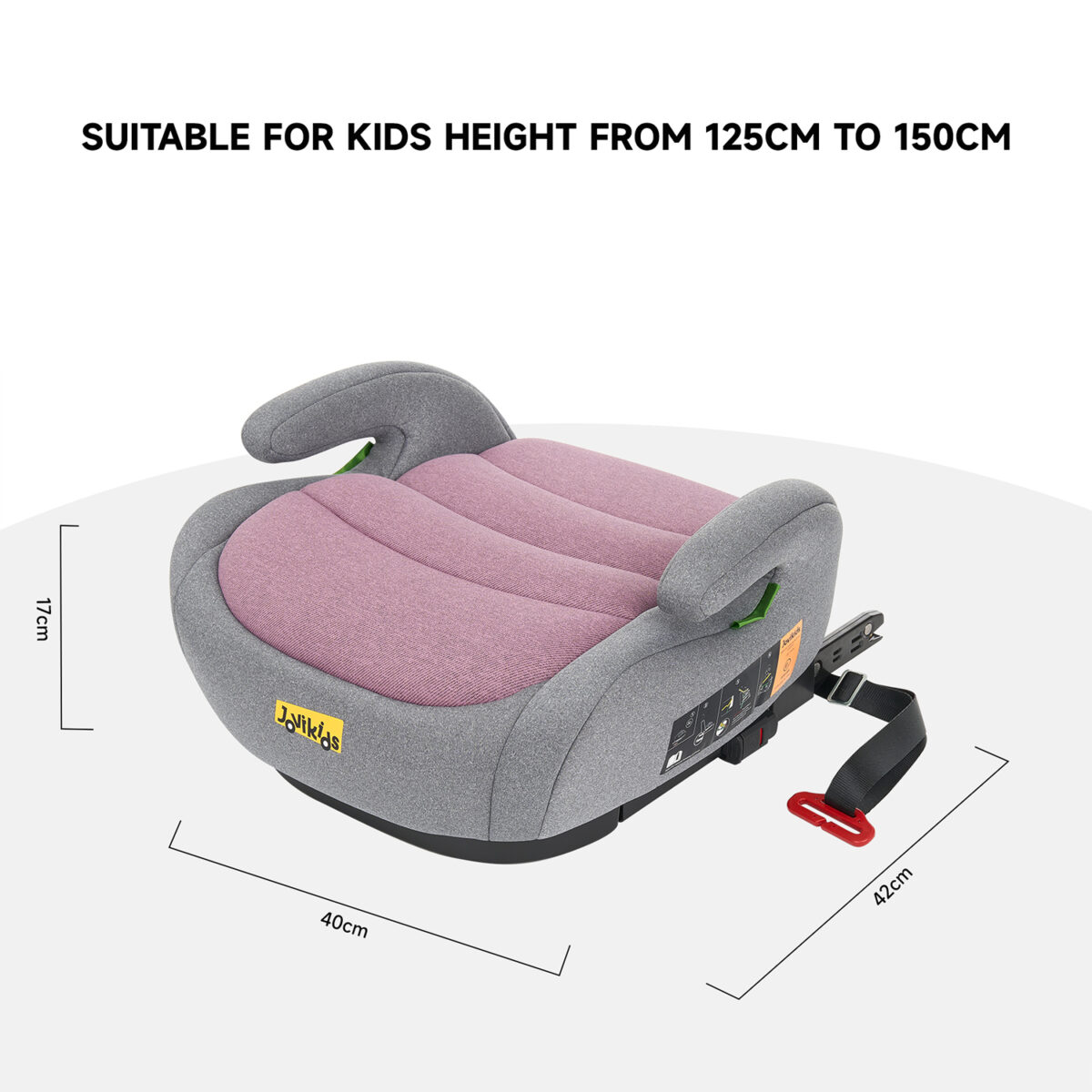 Jovikids OHHO Portable Booster i-Size 125–150cm in Pink 6