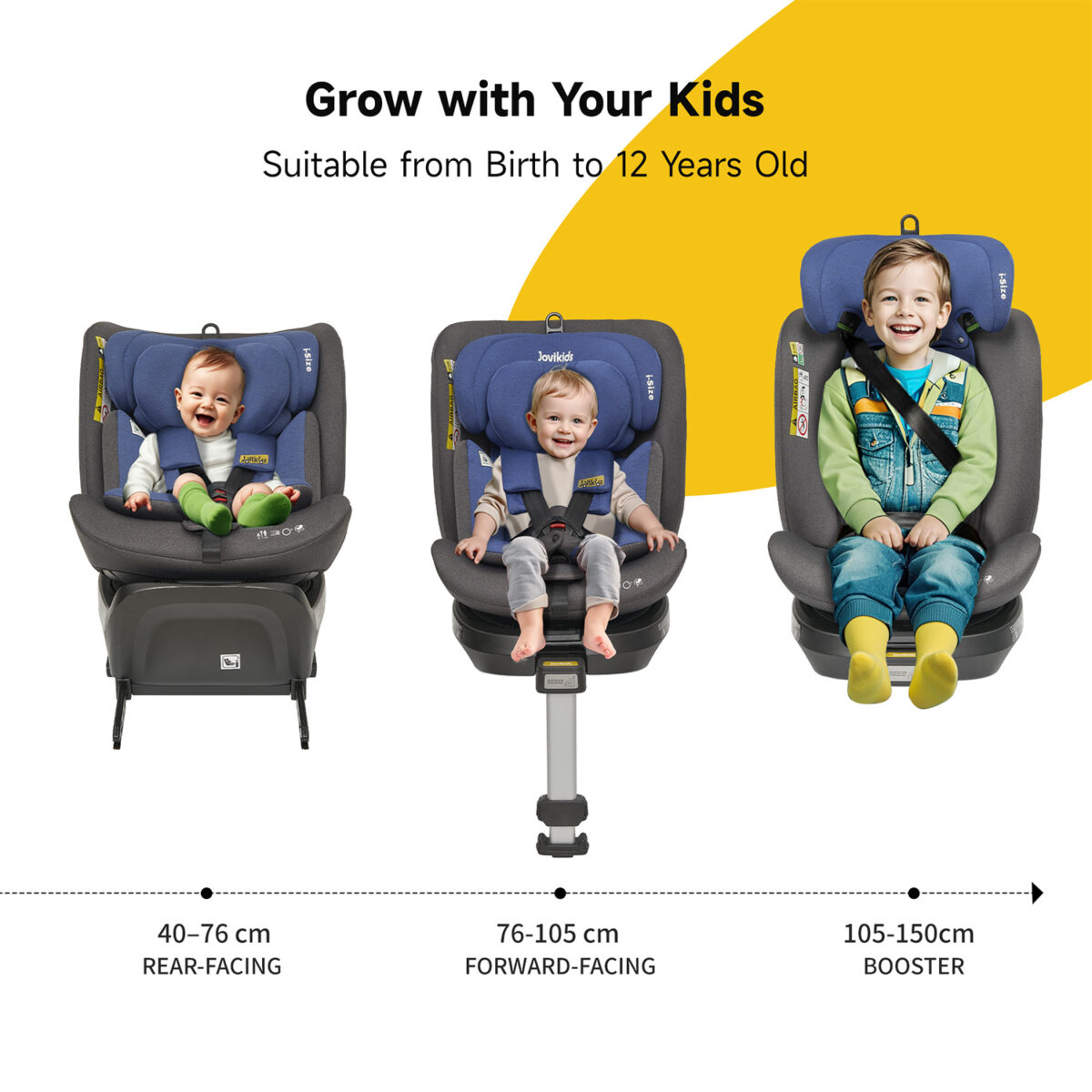 Jovikids Ranger 360° Swivel i-Size Car Seat 40-150cm in Blue 2