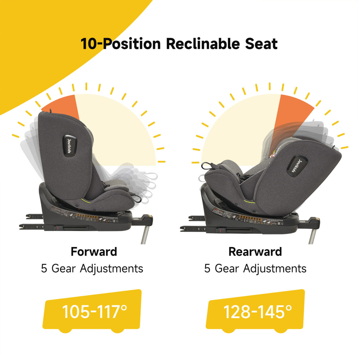 Jovikids Ranger 360° Swivel i-Size Car Seat 40-150cm in Grey 13