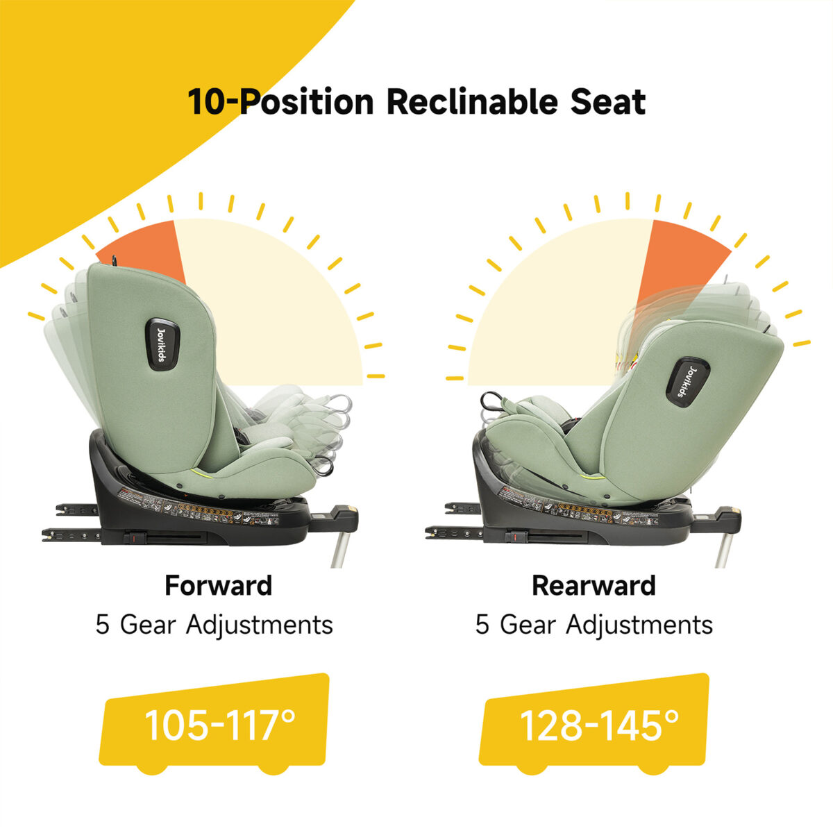 Jovikids Ranger 360° Swivel i-Size Car Seat 40-150cm in Green 12