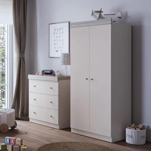 Little Acorns Burlington Double Nursery Wardrobe – Cashmere & Grey Ash 1