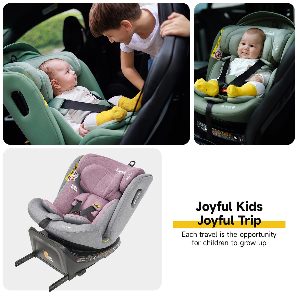 Jovikids Ranger 360° Swivel i-Size Car Seat 40-150cm in Pink 9