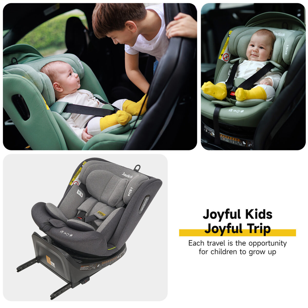 Jovikids Ranger 360° Swivel i-Size Car Seat 40-150cm in Grey 12