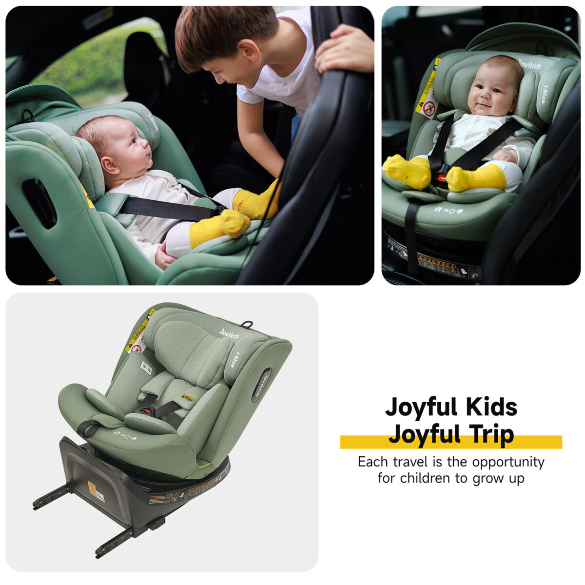 Jovikids Ranger 360° Swivel i-Size Car Seat 40-150cm in Green 11