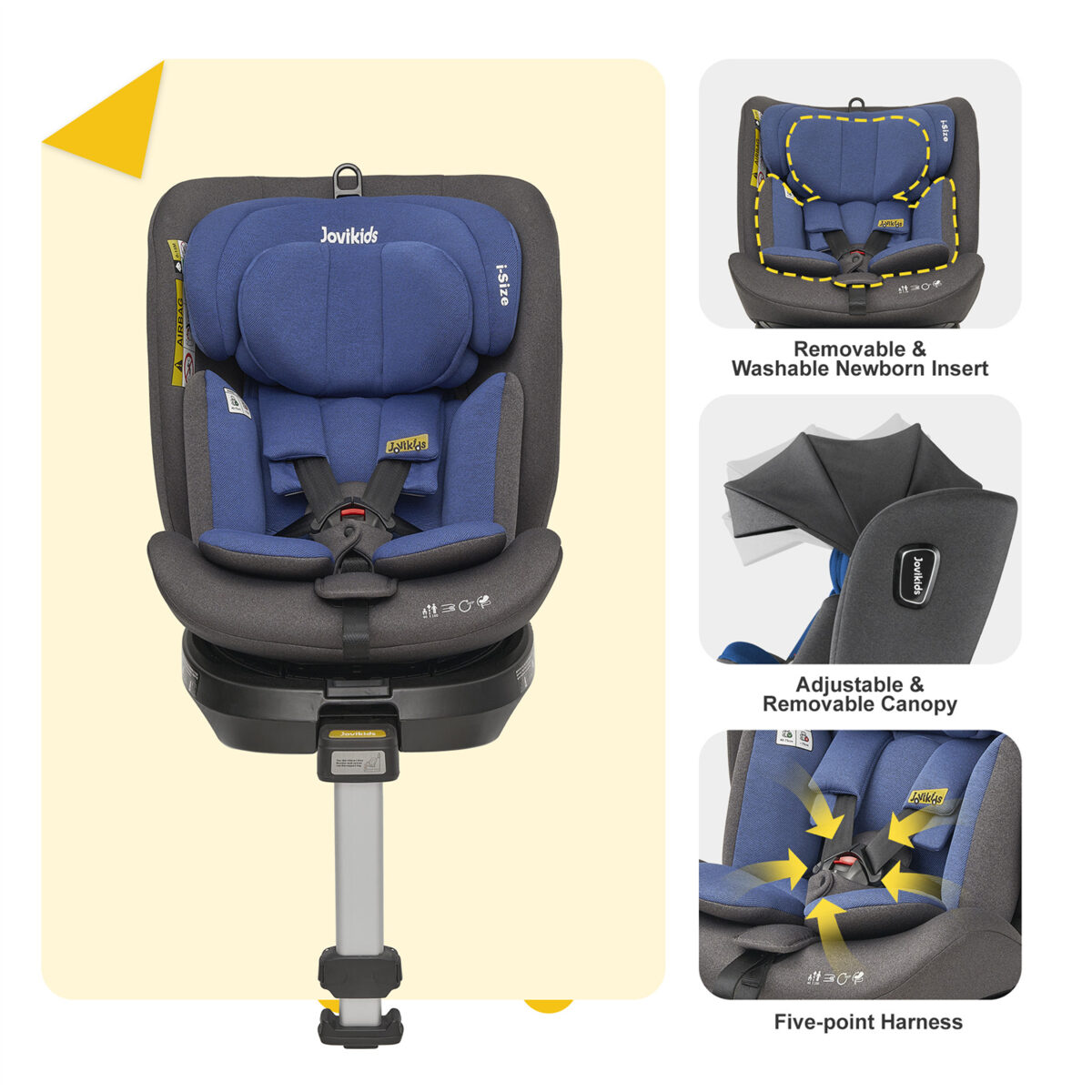 Jovikids Ranger 360° Swivel i-Size Car Seat 40-150cm in Blue 5