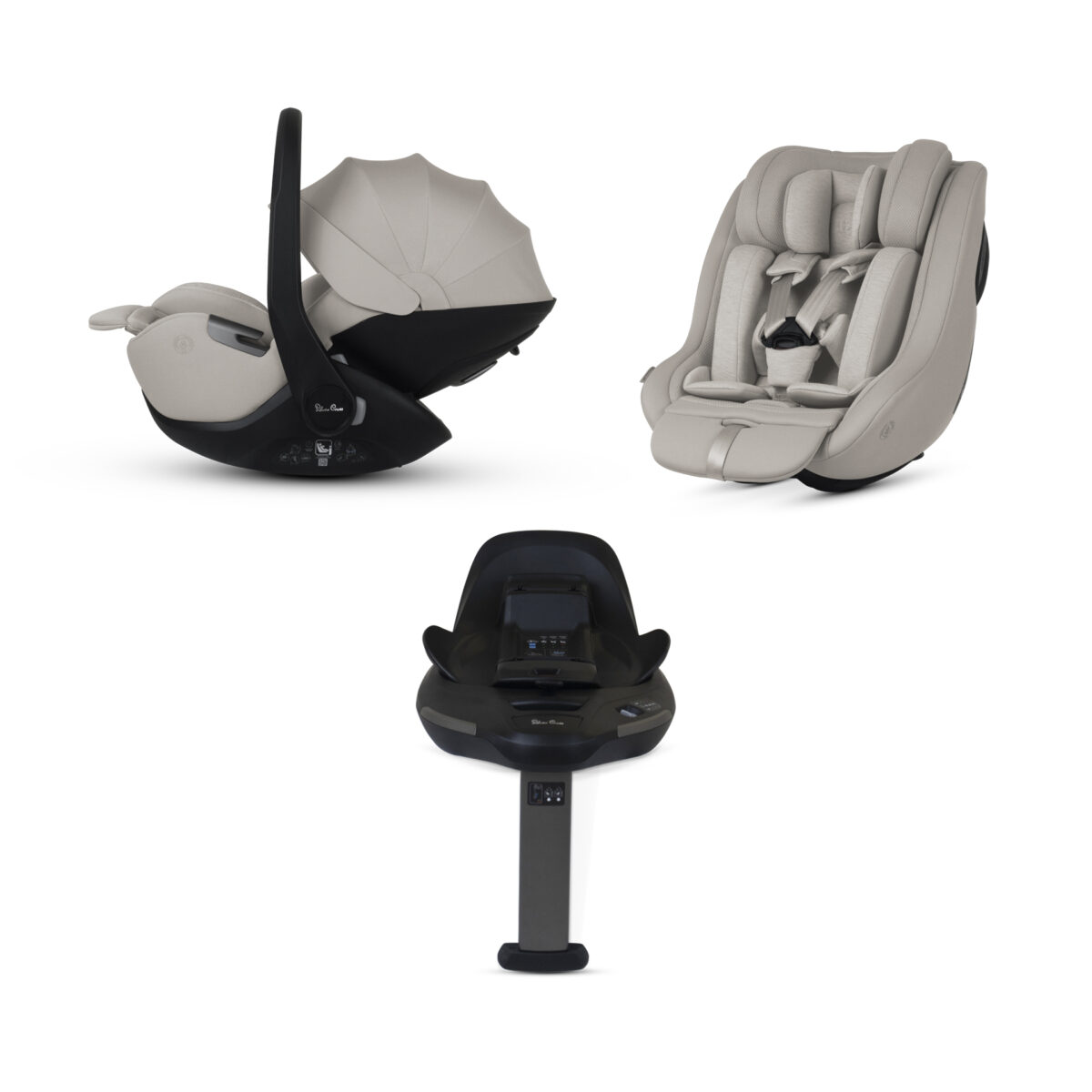 Silver Cross Glide Infant Carrier & Approach Plus 360 with ISOFIX Base in Natural Taupe