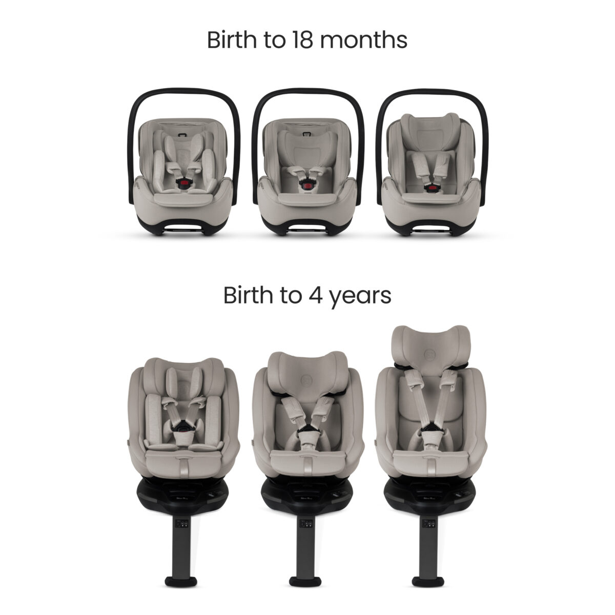 Silver Cross Glide Infant Carrier & Approach Plus 360 with ISOFIX Base in Natural Taupe 10