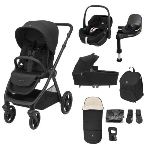 Maxi-Cosi Oxford + Premium Travel System with Pebble 360 Pro 2 Car Seat & ISOFIX Base - Twillic Black