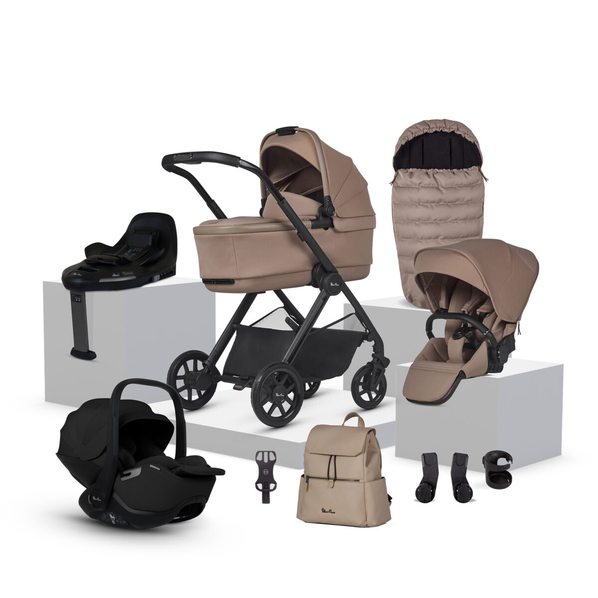 Silver Cross Reef 2 Ultimate 360 Car Seat Bundle with Glide Plus 360 Car Seat & ISOFIX Base - Mocha