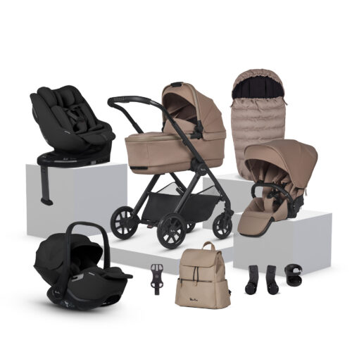 Silver Cross Reef 2 Ultimate 360 Family Bundle with Glide Plus 360, Approach Plus 360 & Plus 360 ISOFIX Base - Mocha
