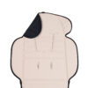 Latte padded stroller seat liner with harness slots displayed flat.