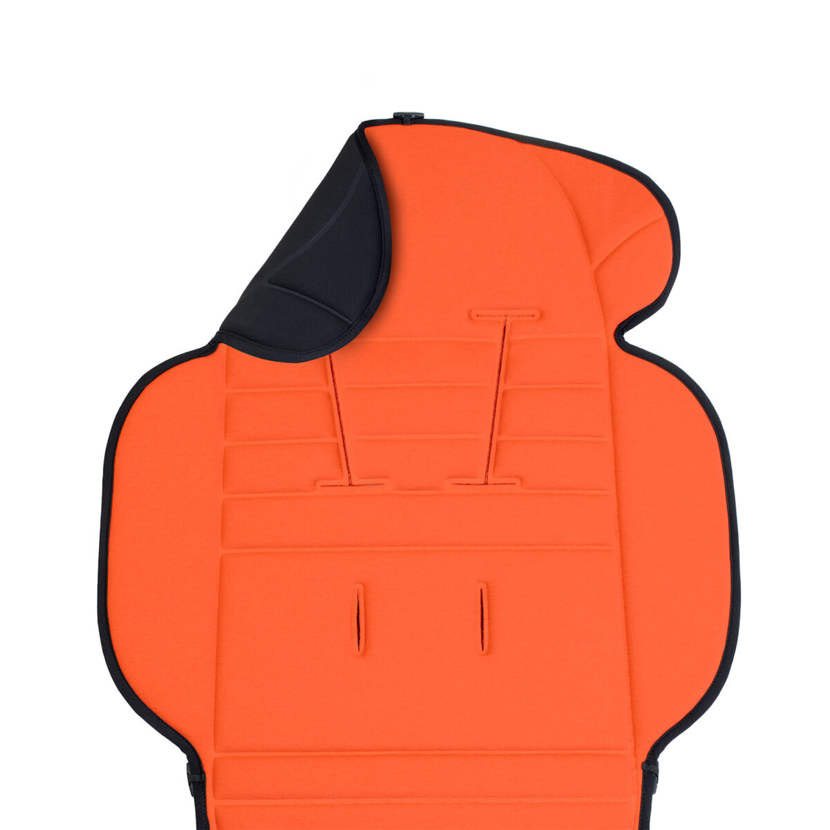 Sunset padded stroller seat liner with harness slots displayed flat.