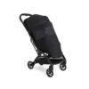 Black iCandy stroller with mesh sunshade fully extended over the seat.