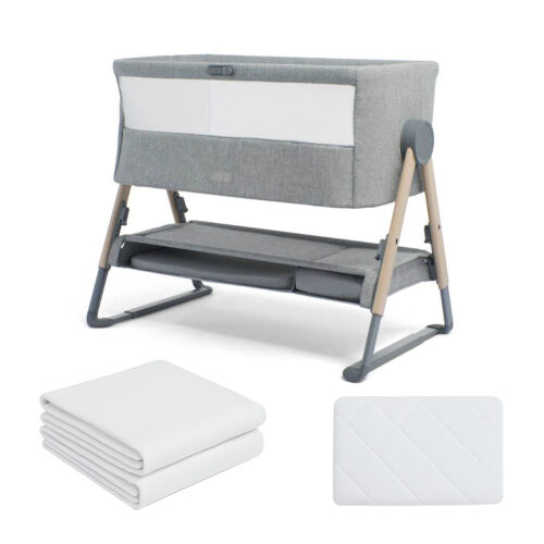 Mamas & papas lua bedside crib grey with sheets bundle
