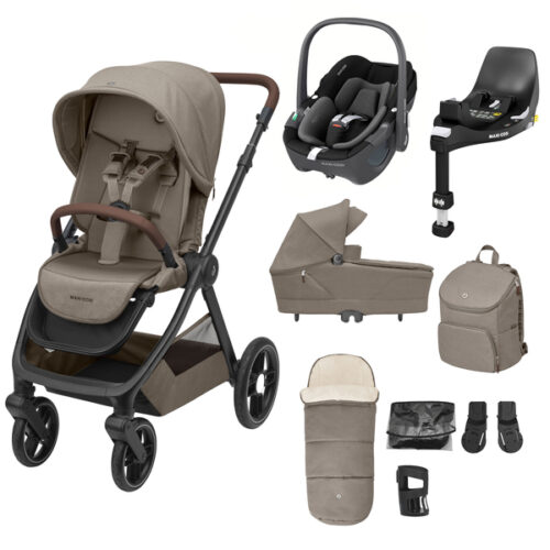 Maxi Cosi Oxford+ Complete Bundle with accessories and Pebble 360 & ISOFIX Base - Twillic Truffle
