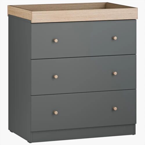 Little Acorns Burlington Dresser & Changing Unit Anthracite Grey & Oak 1