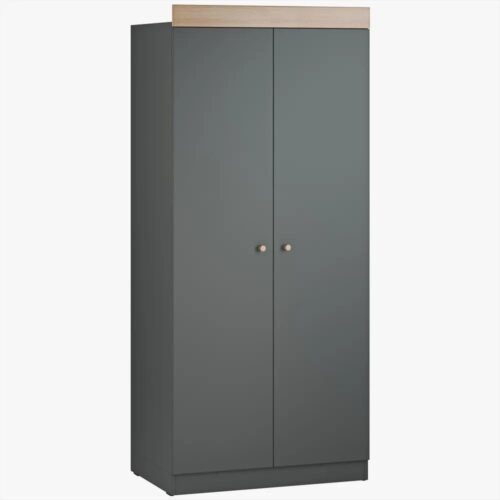 Little Acorns Burlington Double Nursery Wardrobe – Anthracite Grey & Oak 1