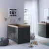 Little Acorns Burlington 2 Piece Nursery Furniture Set with Cot Bed and Dresser - Anthracite Grey & Oak 4
