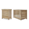 Obaby Nika 2 Piece Nursery Furniture Set with Cot Bed, Underdrawer & Dresser – Oak