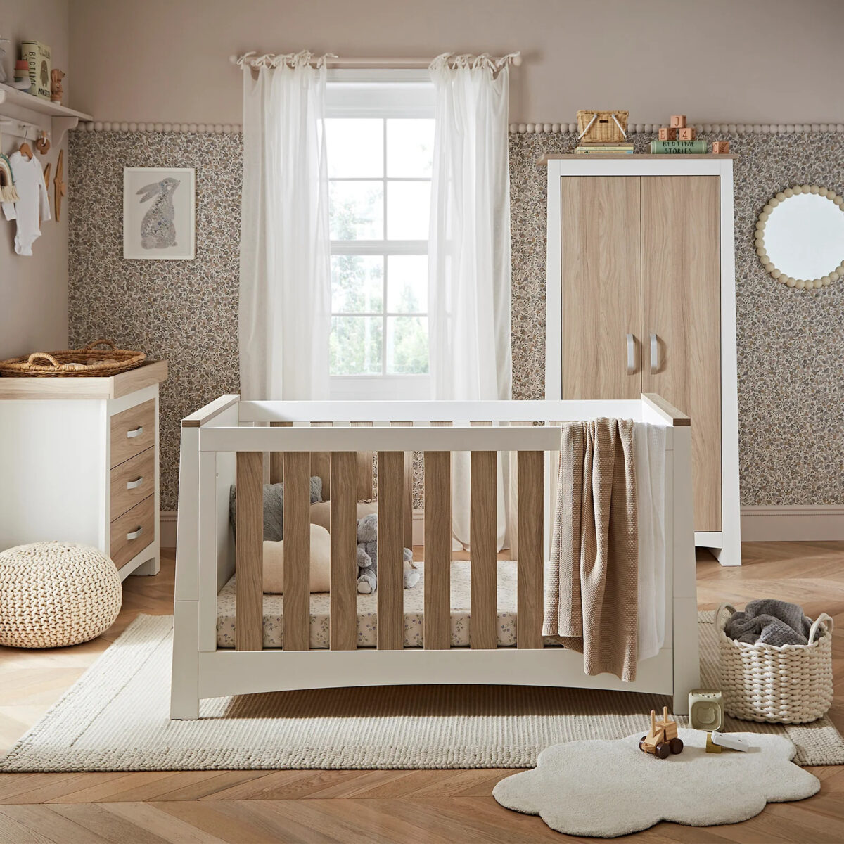 CuddleCo Ada 3 Piece Nursery Furniture Set – White & Ash 7