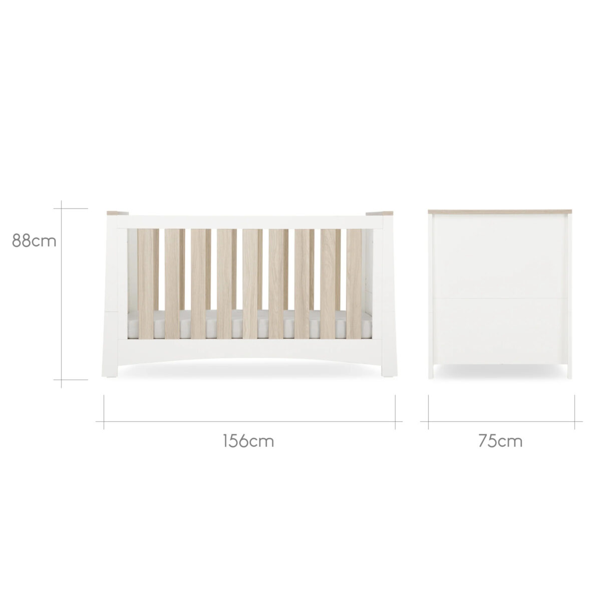 CuddleCo Ada 2 Piece Nursery Furniture Set – White & Ash | Cot Bed & Dresser Changer 8