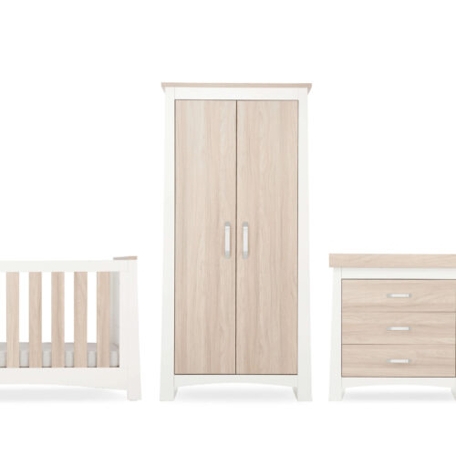 CuddleCo Ada 3 Piece Nursery Furniture Set – White & Ash