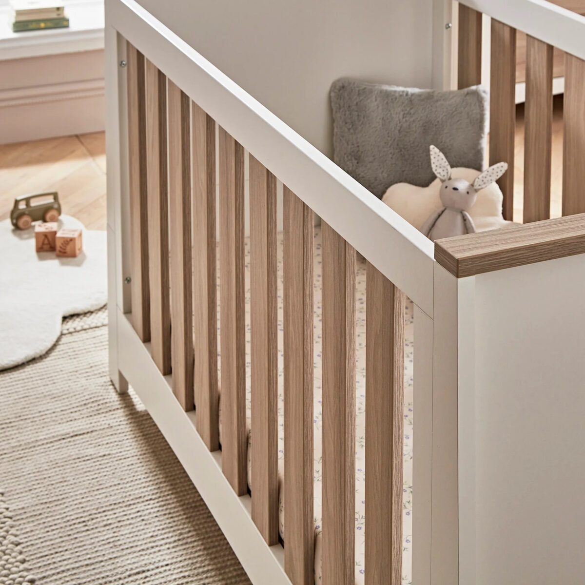 CuddleCo Ada 2 Piece Nursery Furniture Set – White & Ash | Cot Bed & Dresser Changer 3