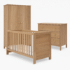 Obaby Nika 3 Piece Nursery Room Set – Oak | Cot Bed, Changer Dresser & Wardrobe