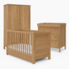 Obaby Nika 3 Piece Nursery Furniture Set with Underdrawer – Oak | Cot Bed, Changing Unit & Wardrobe
