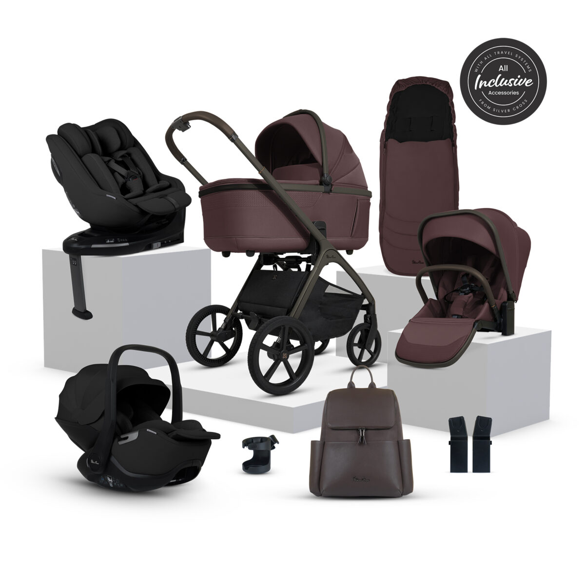 Silver Cross Cove Ultimate 360 Family Bundle inc Glide Plus, Approach Plus & Base Plus 360 – Damson 2