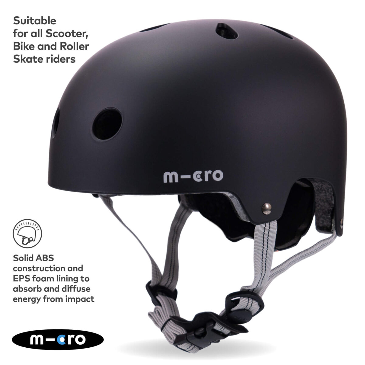Micro Scooters Matt Helmet | Medium 55-58cm – Black 2