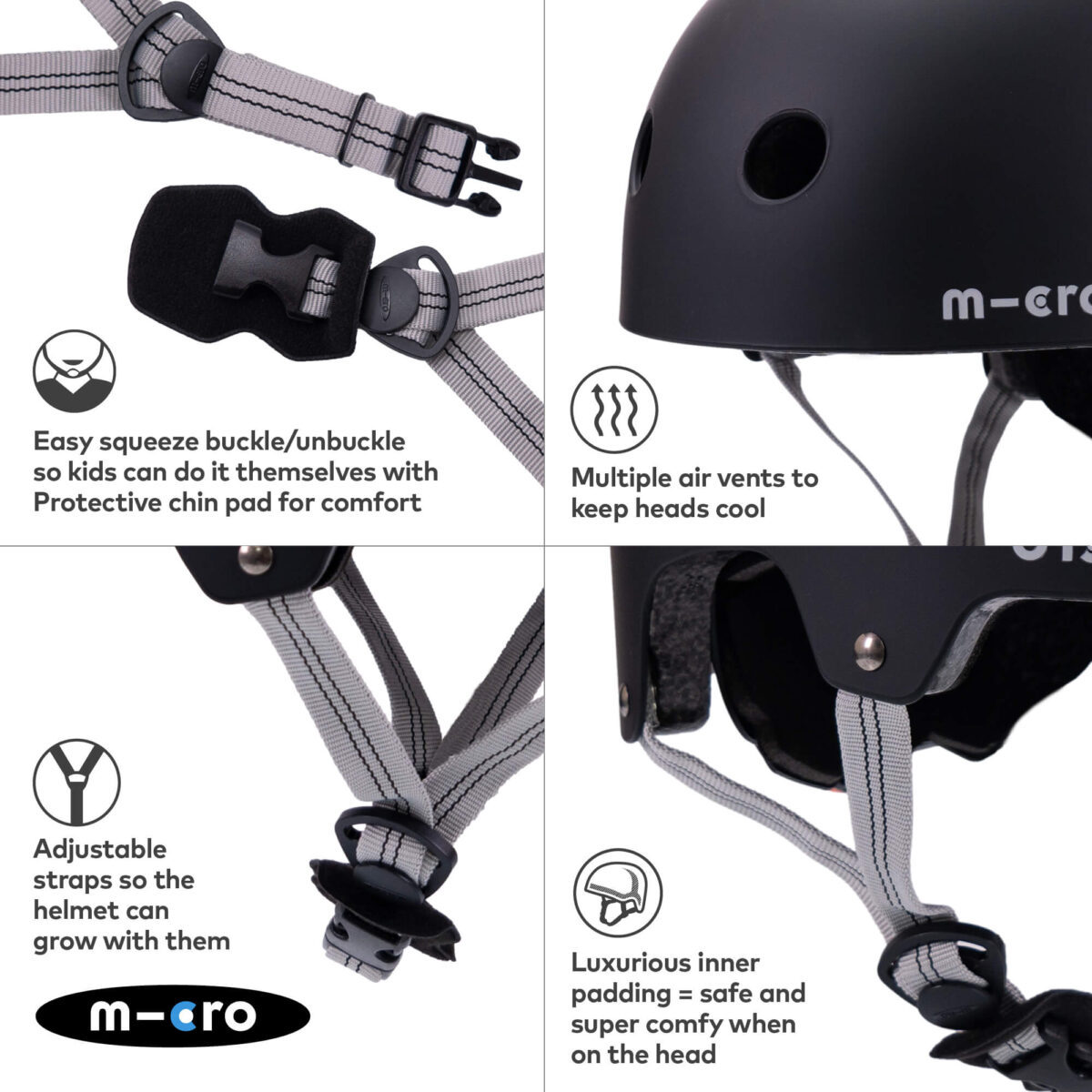 Micro Scooters Matt Helmet | Medium 55-58cm – Black 3