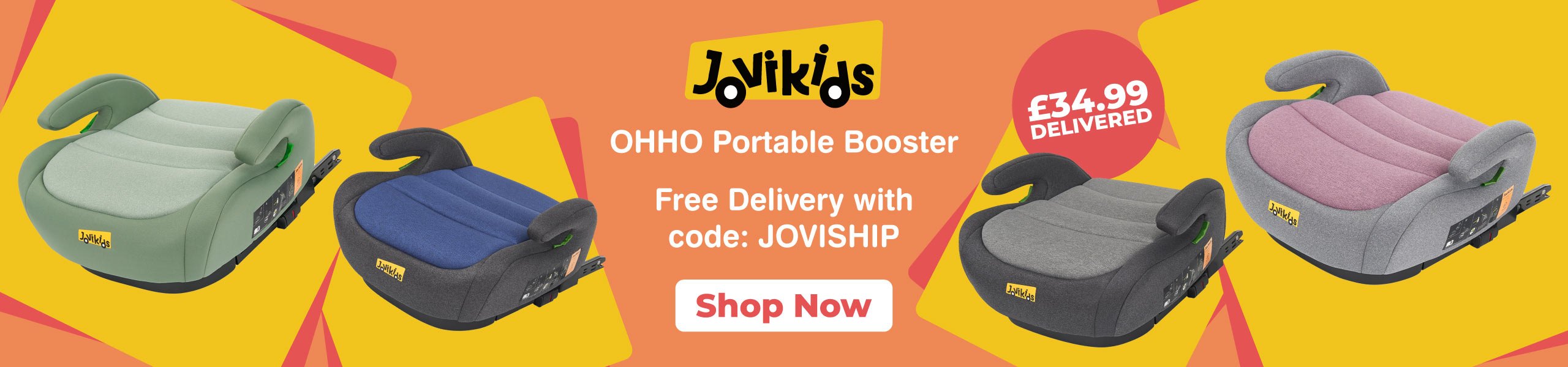 JoviKids Ohho Portable Booster Car Seat - Free Delivery