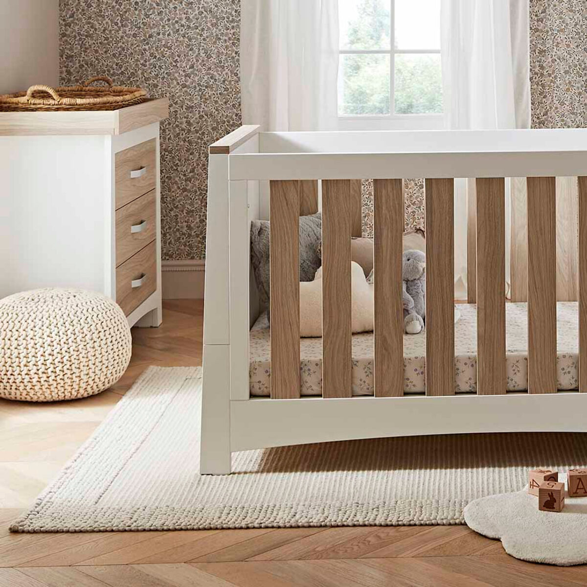 CuddleCo Ada 2 Piece Nursery Furniture Set – White & Ash | Cot Bed & Dresser Changer 6