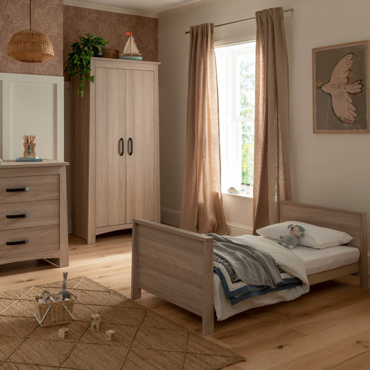 CuddleCo Isla 3 Piece Nursery Furniture Set – Ash | Cot Bed, Dresser, Wardrobe 2