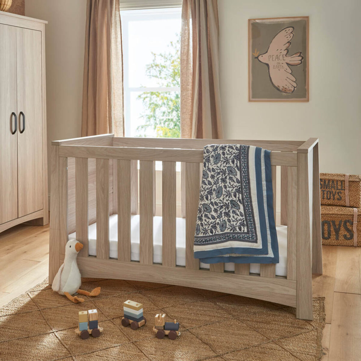 CuddleCo Isla 3 Piece Nursery Furniture Set – Ash | Cot Bed, Dresser, Wardrobe 19