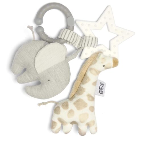Mamas and Papas Safari Linkie Toy | Soft Clip-On Baby Teething Toy