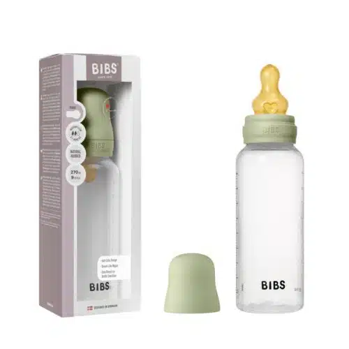 BIBS Medium Flow 270ml Round Latex Baby Bottle - Sage 1