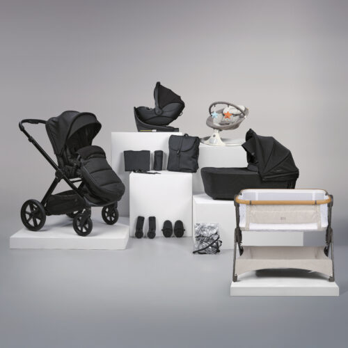 Bababing 18 Piece Raffi Complete Baby Bundle with Spin Car Seat & ISOFIX Base – Gloss Black