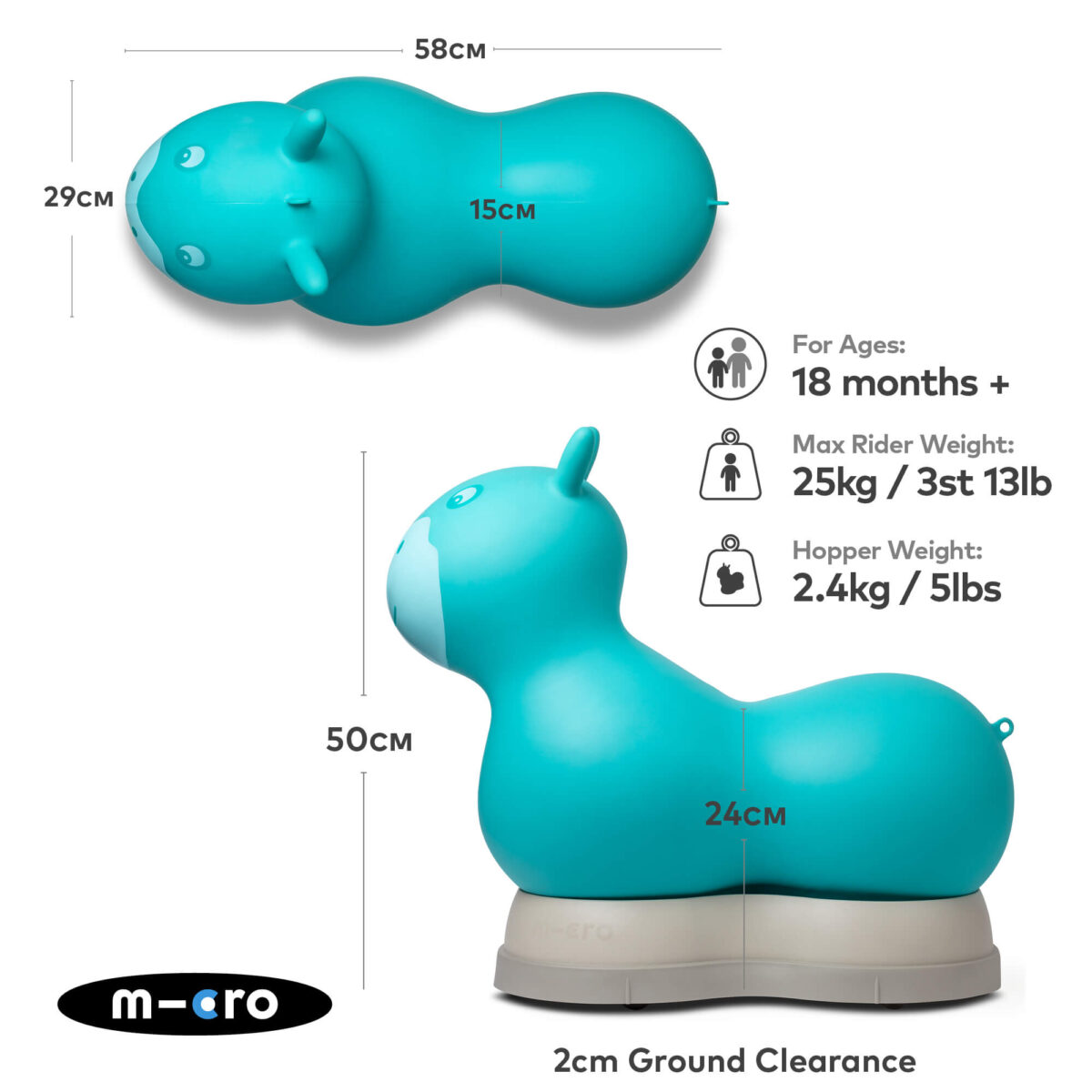 Micro Scooters Air Hopper Ride-On – Aqua 2