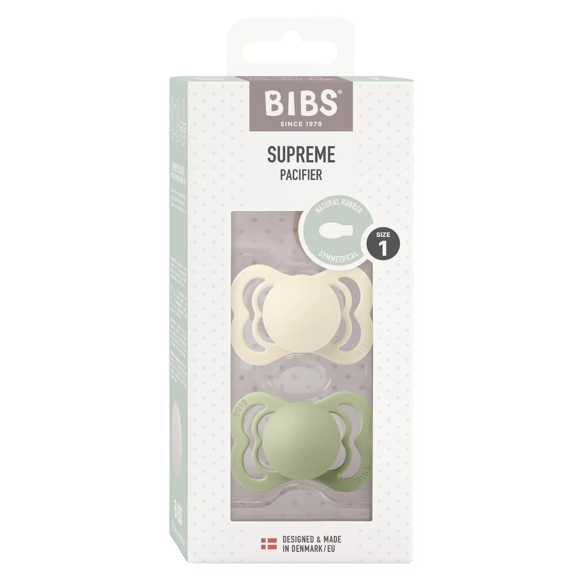BIBS Supreme Latex Pacifiers Ivory & Sage 2