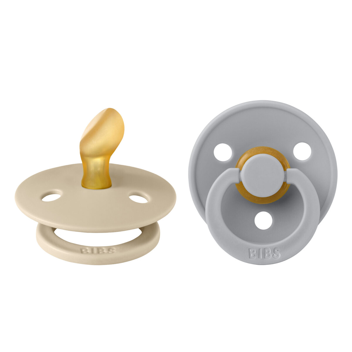 BIBS Colour Anatomical Latex Pacifiers – Vanilla & Cloud (2 Pack) | Size 1
