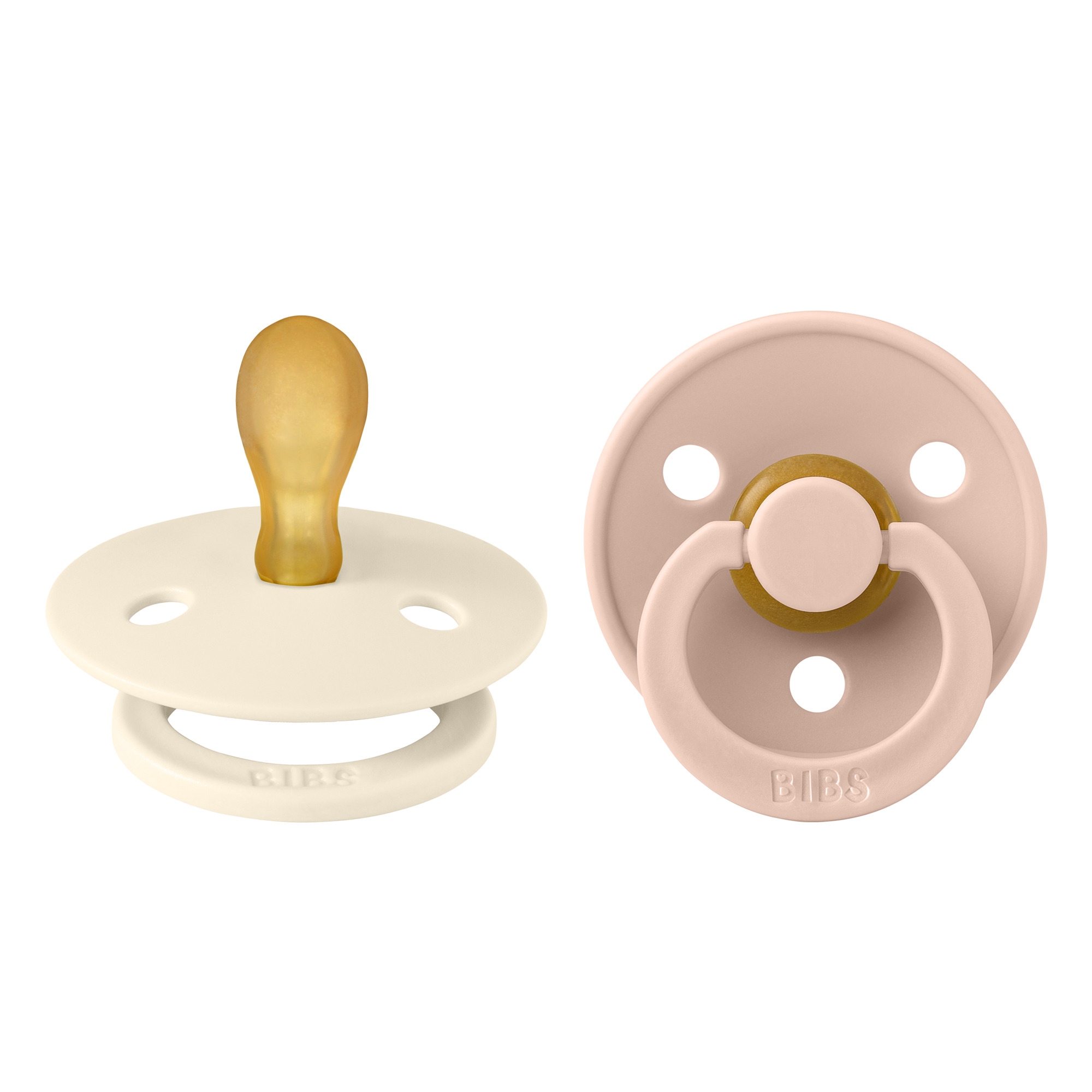 BIBS Colour Symmetrical Latex Pacifiers – Ivory & Blush (2 Pack)